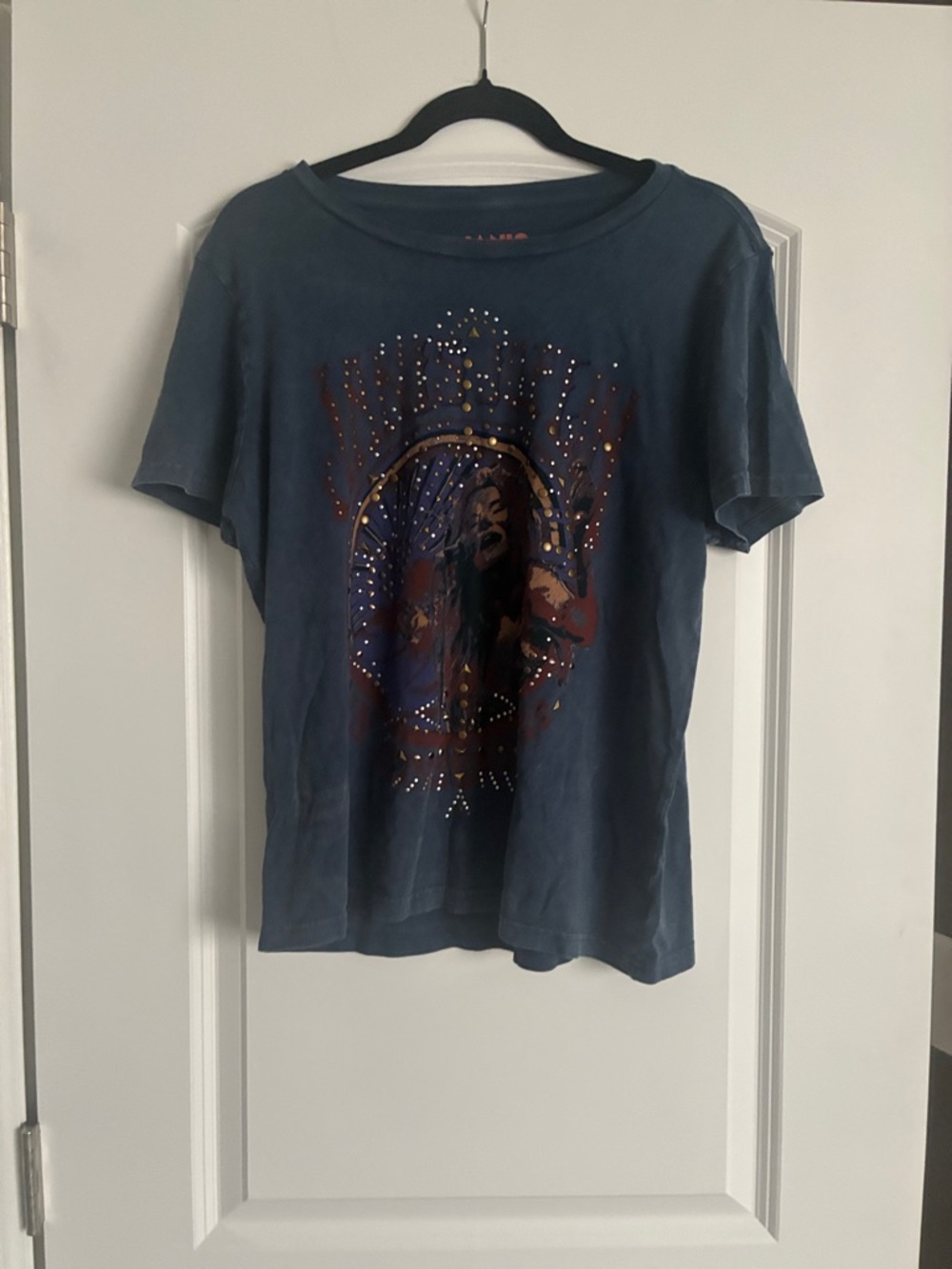 Lucky Brand Blue Graphic Short Sleeve Tee with Stud Details